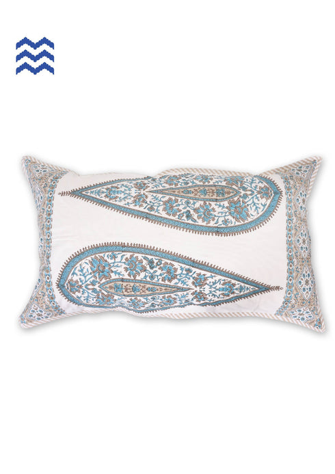 20s Cotton Lumbar Cushion Cover In Graphic Block Print