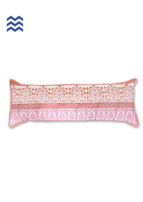 20s Cotton Lumbar Cushion Cover in Floral Block Print
