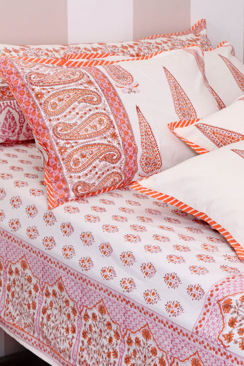20s Cotton Lumbar Cushion Cover in Floral Block Print