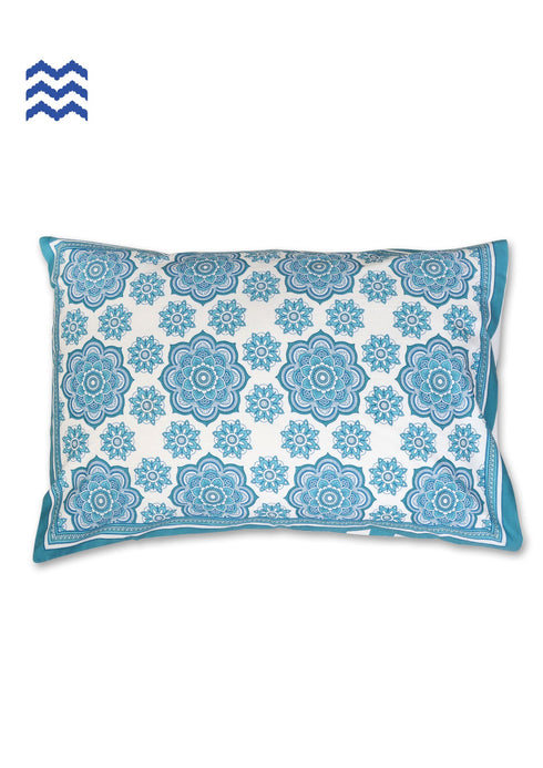 40s Cotton Pillow Cover In Teal Floral Print