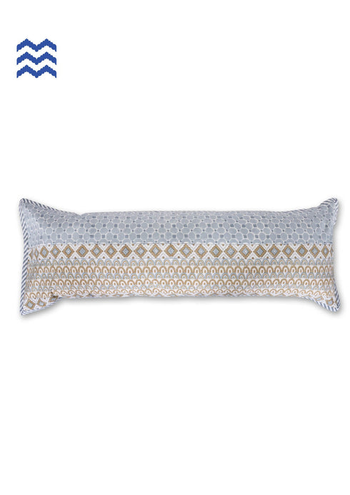 20s Cotton Lumbar Cushion Cover In Geometric BlockPrint