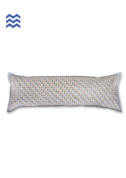 20s Cotton Lumbar Cushion Cover In Geometric BlockPrint