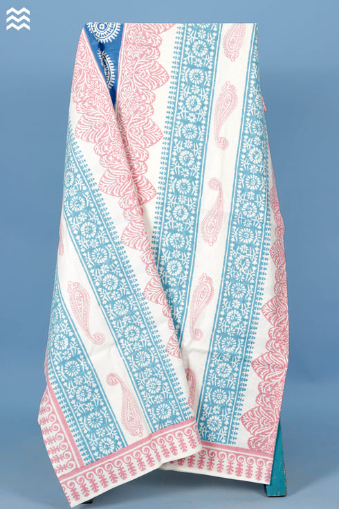 20s Cotton Bed Cover In Graphic Block Print