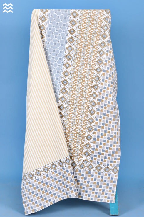20s Cotton Bed Cover In Geometric BlockPrint