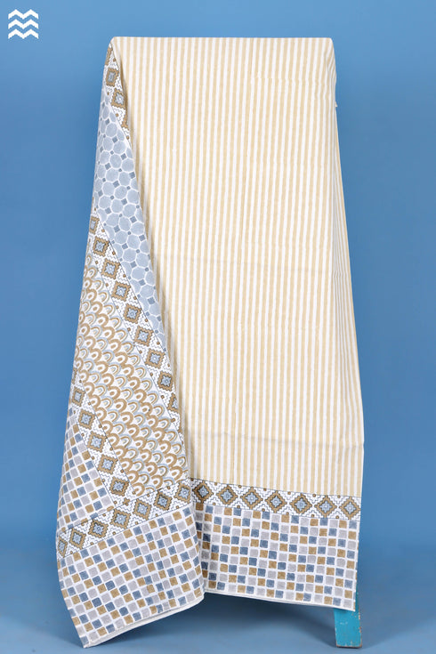 20s Cotton Bed Cover In Geometric BlockPrint
