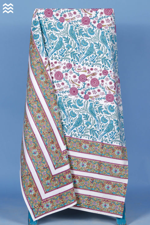 20s Cotton Bed Cover In Assorted Block Print