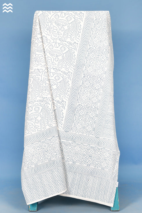 20s Cotton Bed Cover In Graphic Block Print