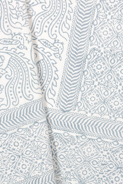 20s Cotton KING SIZE Bed Cover In Graphic Block Print