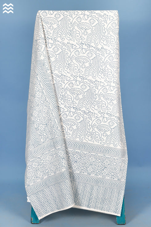 20s Cotton KING SIZE Bed Cover In Graphic Block Print