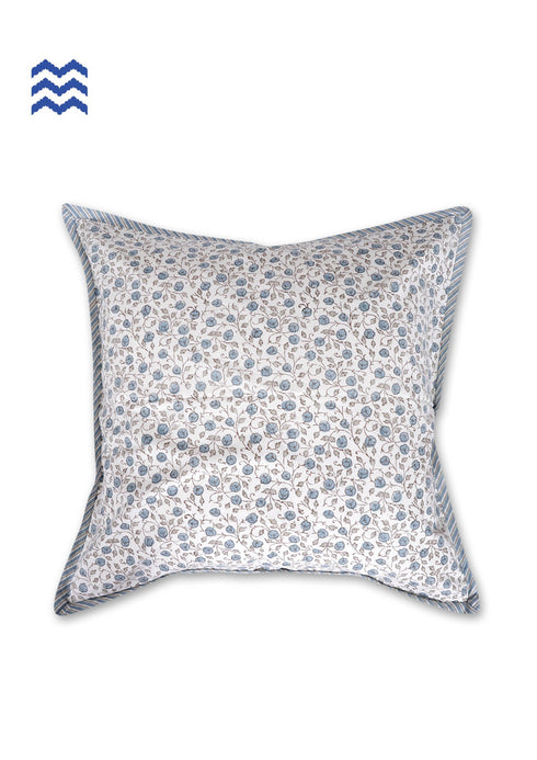 20s Cotton Cushion Cover in Floral Block Print