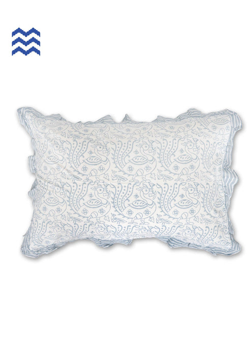 40s Cotton Pillow Cover In Graphic BlockPrint