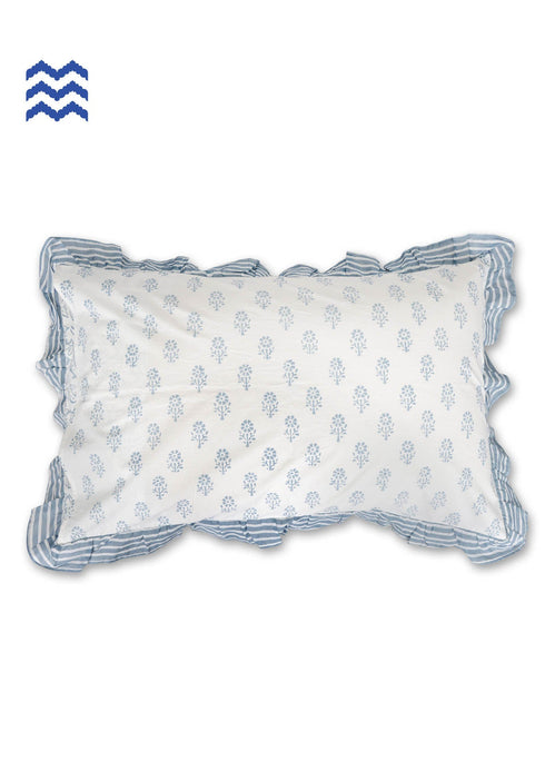 40s Cotton Pillow Cover In Graphic BlockPrint