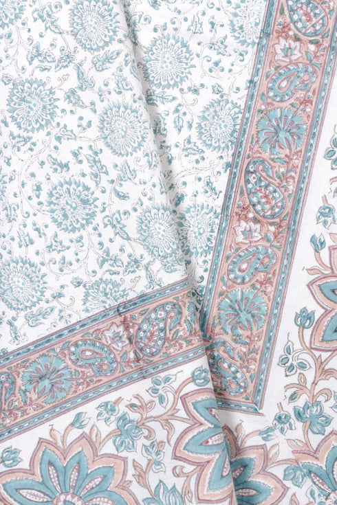 20s Cotton KING SIZE Bed Cover In Block Print