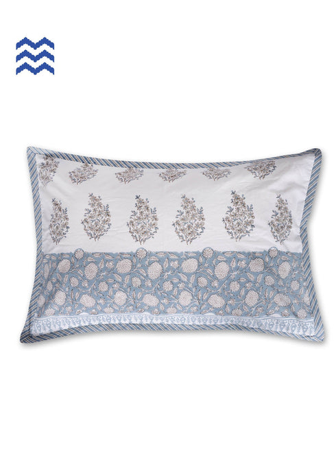 40s Cotton Pillow Cover in Floral Block Print