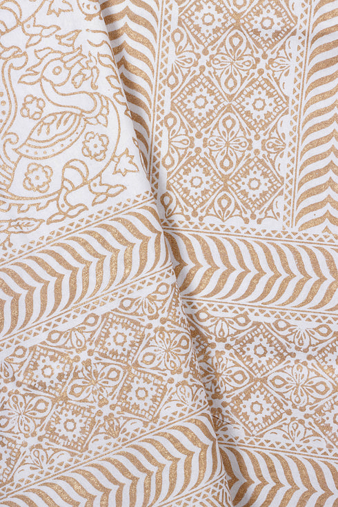 20s Cotton KING SIZE Bed Cover In Graphic Block Print