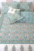 20s Cotton KING SIZE Bed Cover In Floral Block Print