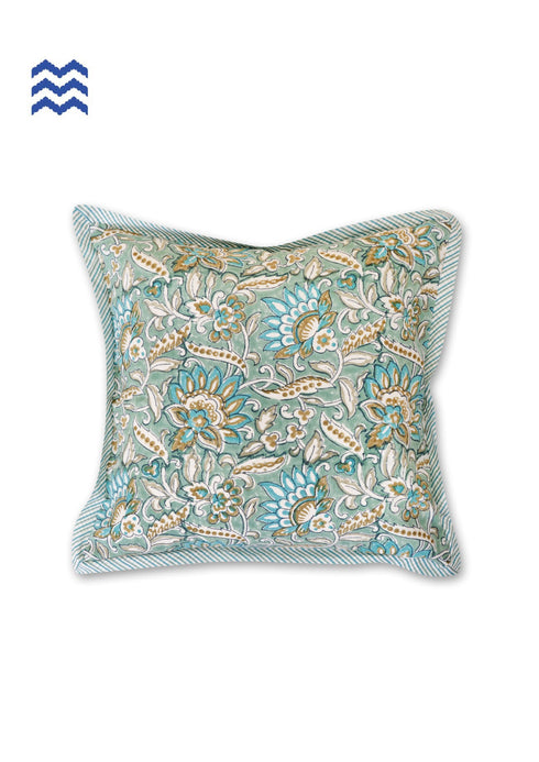 20s Cotton Cushion Cover in Floral Block Print