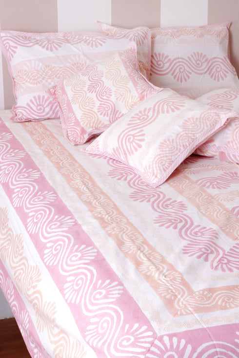 40s Cotton Pillow Cover In Graphic Block Print