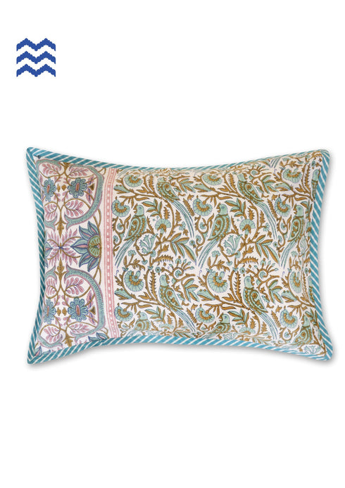 40s Cotton Pillow Cover In Assorted Block Print