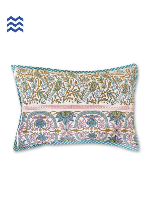 40s Cotton Pillow Cover In Assorted Block Print