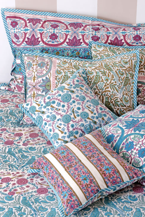 40s Cotton Pillow Cover In Assorted Block Print