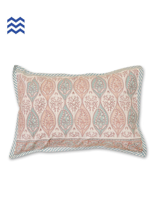 40s Cotton Pillow Cover in Block Print