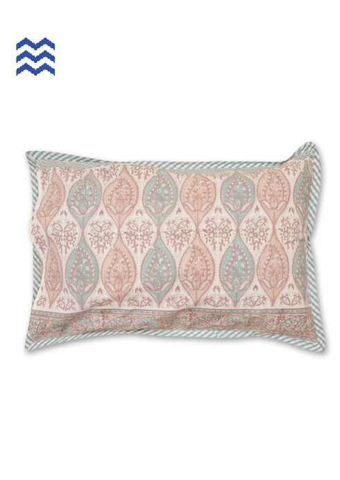 40s Cotton Pillow Cover in Block Print