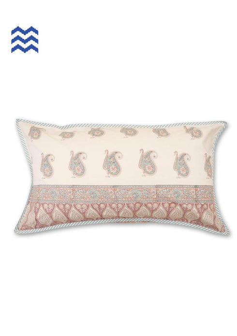 20s Cotton Cushion Cover in Block Print with Piping