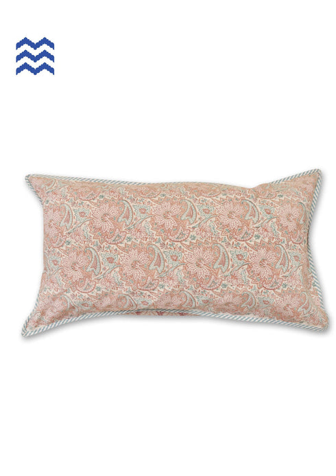 20s Cotton Cushion Cover in Block Print with Piping