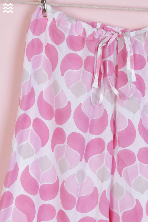 Cambric Cotton Wader Pajama Set In Graphic Block Print