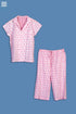Cambric Cotton Wader Pajama Set In Graphic Block Print