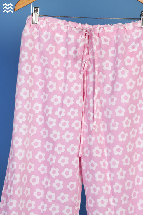 Cambric Cotton Wader Pajama Set In Graphic Block Print