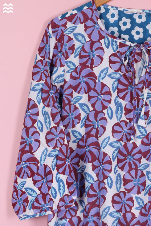 Bizzy Lizzy Sofa Top With Floral Block Print