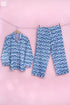 Cambric Cotton Long Pajama Set In Abstract Block Print