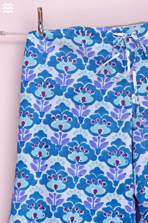 Cambric Cotton Long Pajama Set In Abstract Block Print