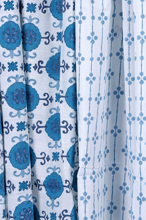 Slub Cotton Dress Material with Mulmul Dupatta In Floral Block Print