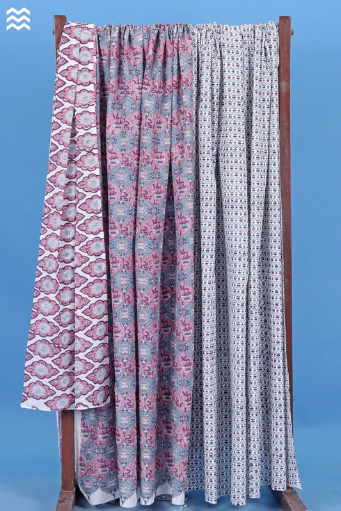 Cotton Silk Dress Material with Mulmul Dupatta In Floral Block Print