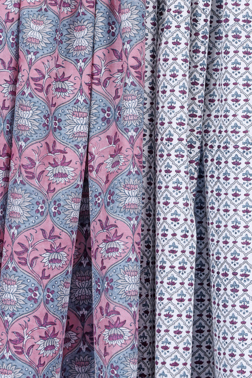 Cotton Silk Dress Material with Mulmul Dupatta In Floral Block Print