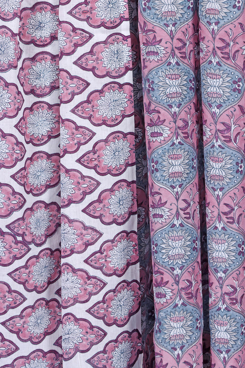 Cotton Silk Dress Material with Mulmul Dupatta In Floral Block Print