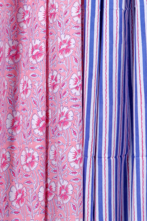 Cotton Dress Material with Mulmul Dupatta In Floral Block Print