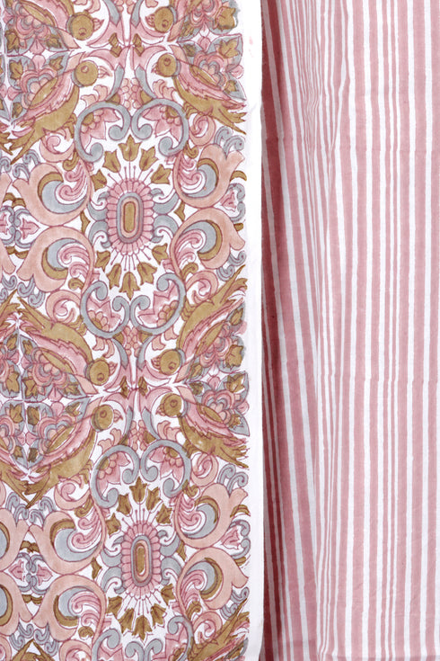 Cotton Dress Material with Mulmul Dupatta In Floral Block Print