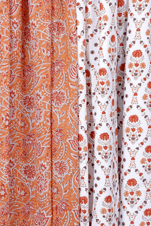 Cotton Dress Material with Mulmul Dupatta In Floral Block Print