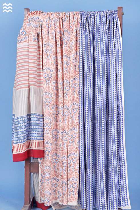 Cotton Dress Material with Mulmul Dupatta In Block Print