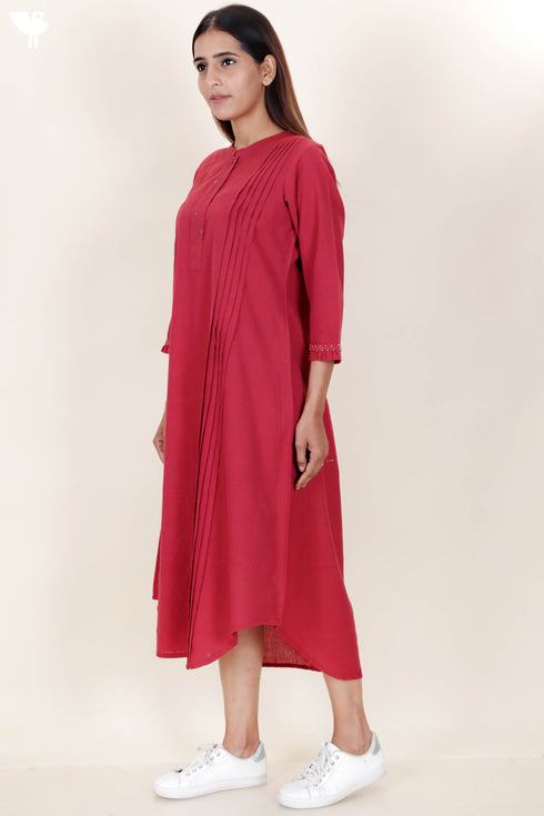 Khaadi Pintuck Dress With Embroidery