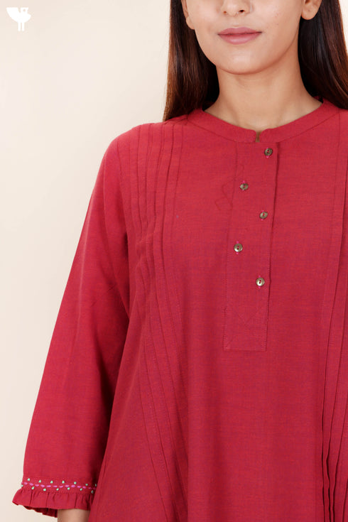 Khaadi Pintuck Dress With Embroidery
