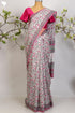 Kota Doria Saree in a Pink Floral Hand Block Print