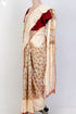 Kota Doria Saree With Chikankari Embroidery In Floral Block Print