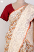 Kota Doria Saree With Chikankari Embroidery In Floral Block Print