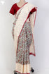 Kota Doria Saree With Chikankari Embroidery In Floral Block Print