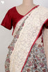 Kota Doria Saree With Chikankari Embroidery In Floral Block Print